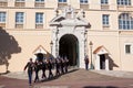 PrinceÃ¢â¬â¢s Palace of Monaco during the Changing of the Guard Royalty Free Stock Photo